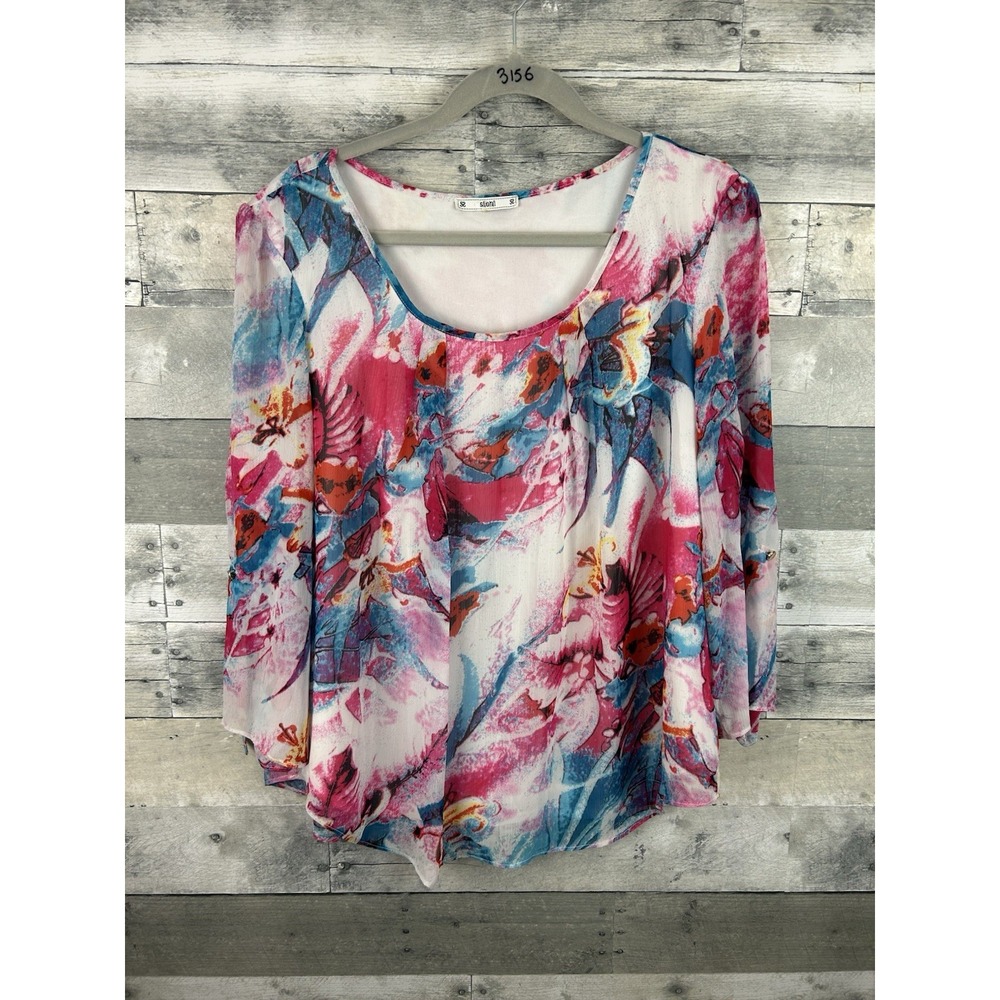 Sioni Women's 2XL Long Sleeve Scoop Neck Blouse